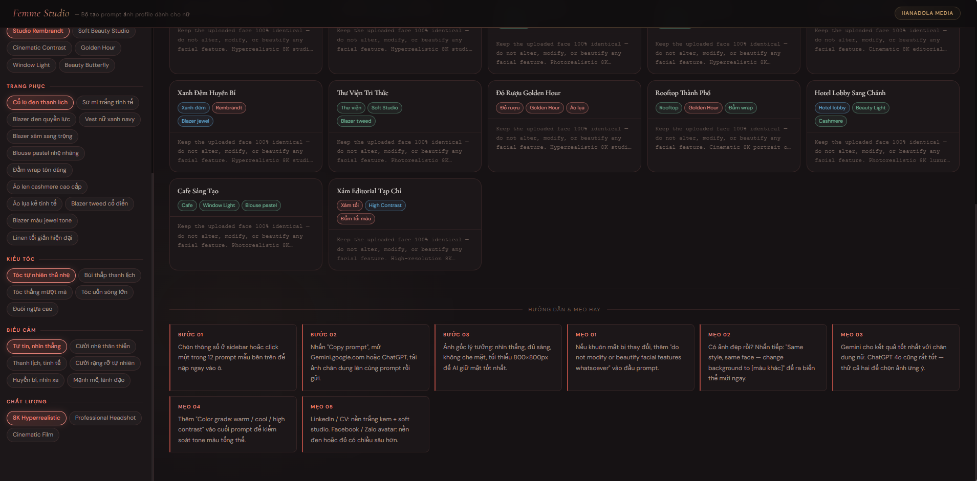 12 Prompt mẫu trong Femme Studio